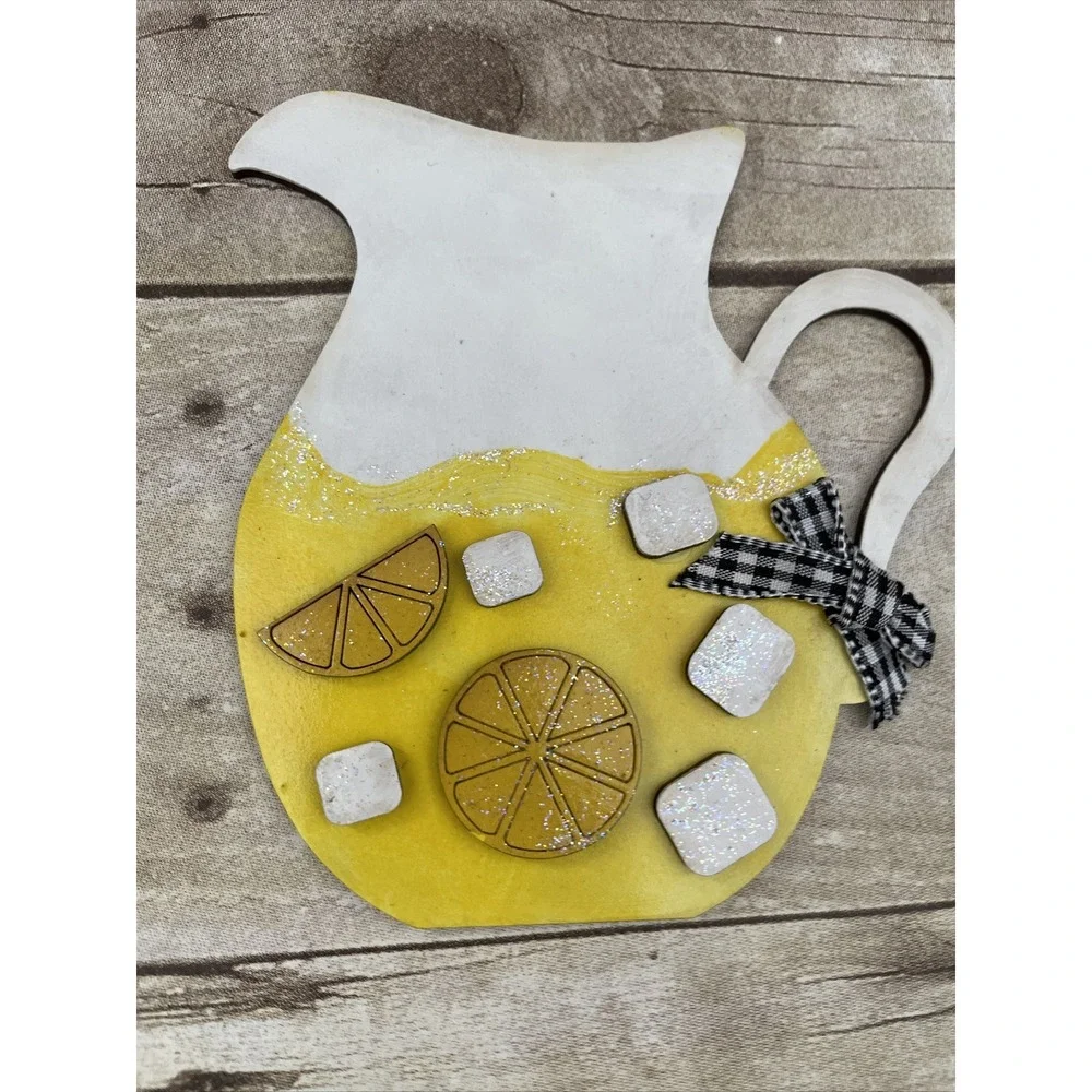 Lemonade Stand Tiered Tray  Decoration Lemon Decor New,‎ Hand painted